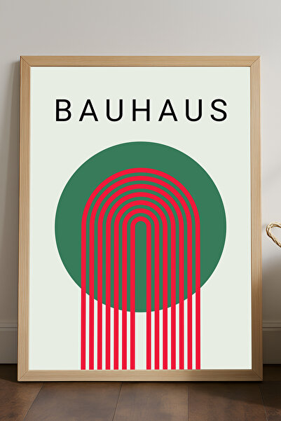 Duvarda Poster înrămat din lemn natural Bauhaus, pictură decorativă artistică...