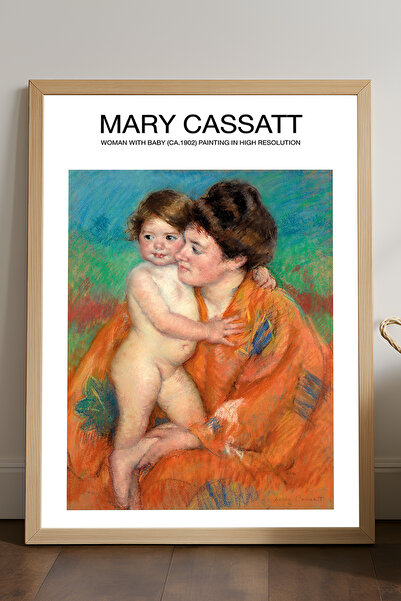 Duvarda Poster înrămat din lemn natural Mary Cassatt, pictură decorativă de p...
