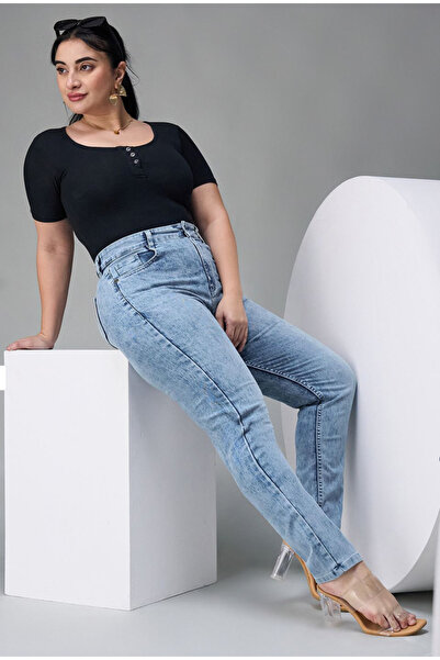 SANTA BELLA Cruze Blue Snow High Waist Women's Stretch Fabric Plus Size Jean Battal Jeans Pants