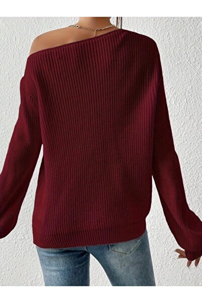 buğrahayalin Women's Long Sleeve One Shoulder Detailed Knitwear Blouse