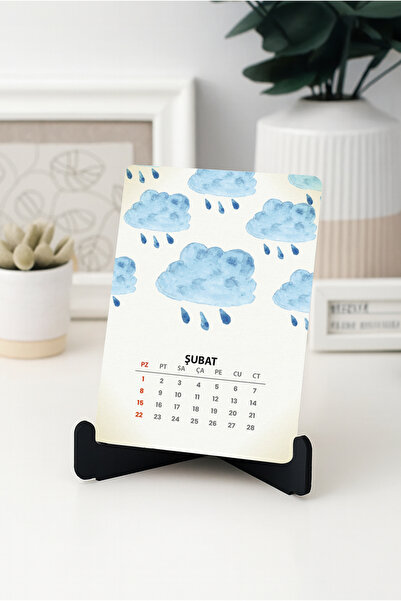 Grafiklas 2026 Ahşap Ayaklı A6 Mevsim Tasarım Masa Takvimi, Mevsimli Özel Tasarım Yılbaşı Hediyesi
