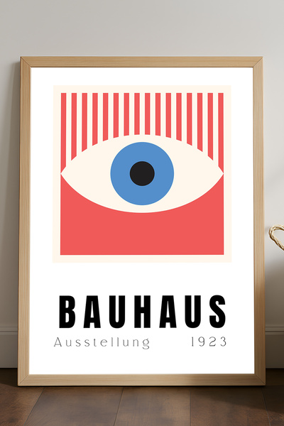 Duvarda Bauhaus poster sa prirodnim drvenim okvirom, dekorativna umetnička zi...