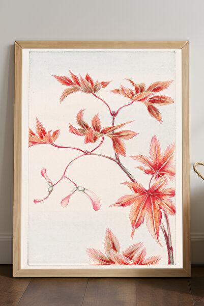 Duvarda Poster cu flori roșii înrămate în lemn, pictură decorativă de perete ...