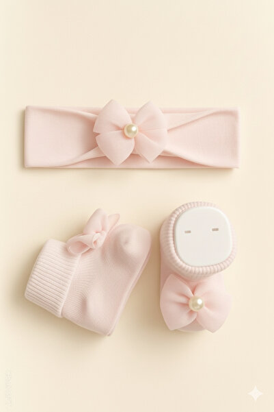 baby socks Fiyonklu Bandana Pembe Hediyelik Bebek Çorap Takım 0-2 Yaş