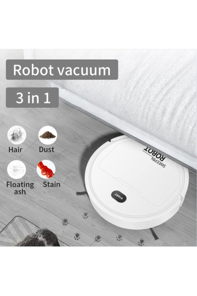 sweeping Robot de curățare cu mop automat 3 in 1, alb, 21x21x5,5 cm, set complet