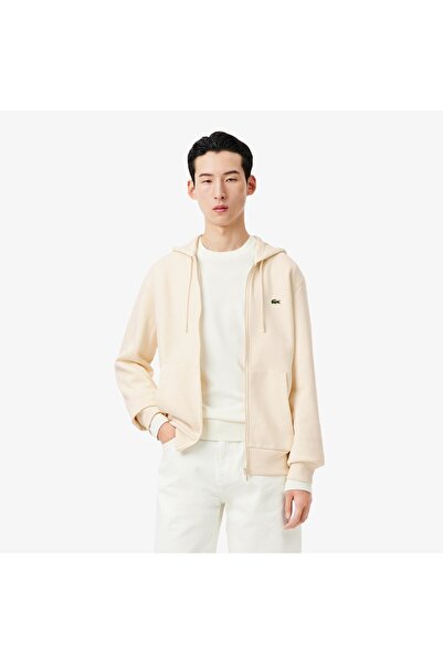 Lacoste Erkek Classic Fit Fermuarlı Krem Sweatshirt