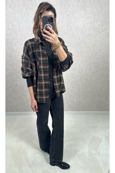 Gardropmikseri Oversize Ekose Gömlek