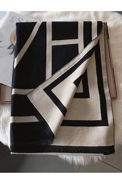 lamsat fn Reversible faux cashmere scarf, one piece, Color Block, thick and warm for autumn/winter