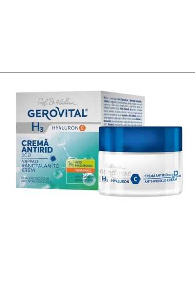 GEROVITAL Set H3 Hyaluron C Anti-wrinkle Day Cream 50 ml, Micellar Water 400 ml+ Gift Bag