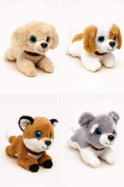 viyolmarketim 4 Adet Peluş Sesli Yavru Köpek 30 cm – Havlayan Yumuşak Peluş O...