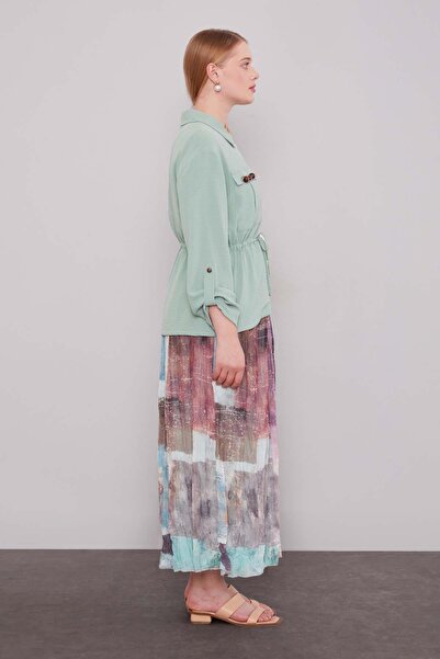 Levidor Mint Green -Mint Green Mixed Pattern Skirt Set