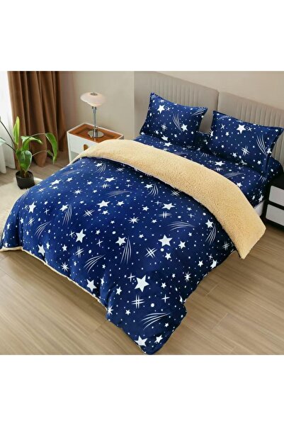 Lenjeria Familiei Tale Cocolino 4-Piece Underwear Set with Fur and Elastic – Blue Stars Pattern