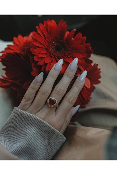 House of Crystals Gold Plated Ring with Zirconia Crystals Red Heart Red Love