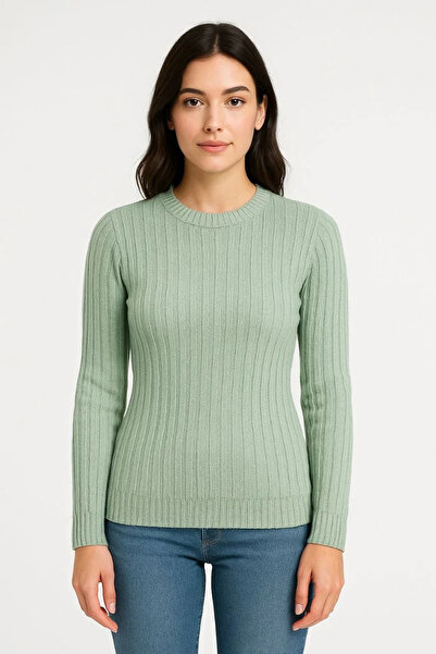 hibiscus Men's Cycling Round Neck Knitwear Sweater Cotton Thick Corded Fabric Woven, Regular Fit Long Sleeve Winter