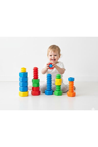 Butik 20 Parça Dev Boy Renkli Vida Blok Seti: Çocuklar İçin Zeka Geliştirici ...