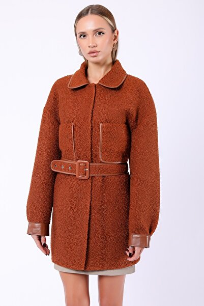 Leather Club Kiremit Kırmızı Merino Yün Kaban