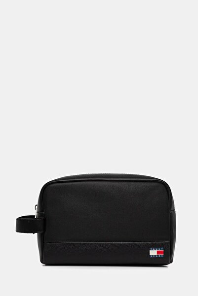 Tommy Hilfiger Erkek Marka Logolu Deri Fermuar Kapamalı Bölmeli Siyah El Çant...
