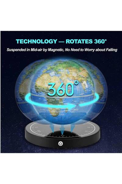 Arabest 6" World Geographic Floating Levitating Globe Lamp Anti-Gravity 360° Rotating with LED Light