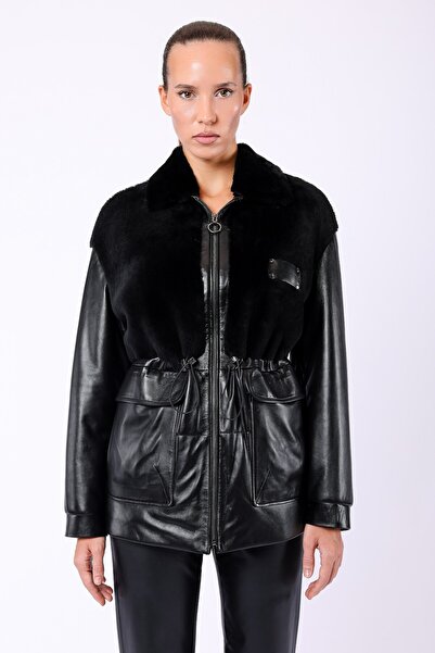 Leather Club Siyah Garnili Hakiki Deri Kaban