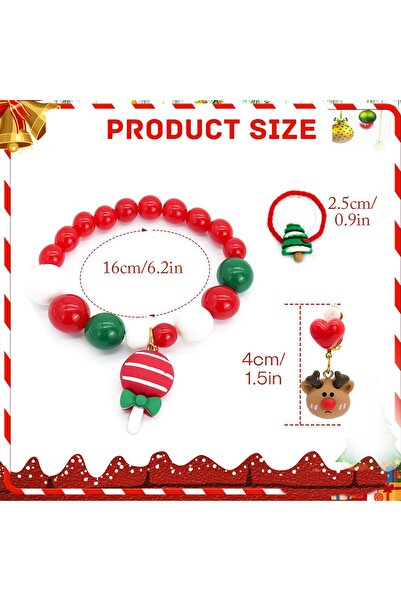 OEM Christmas jewelry set, clip-on earrings, hair clip, bracelet, for girls, red