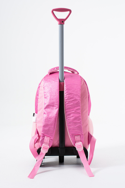 Sona Park Glitter Unicorn Elementary School Bag Set – Fixed Roller, Folding Front Leg, with Lunch Box