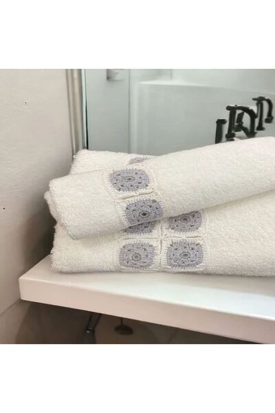 Reiashn Turkish towel, 2 pieces, 100% cotton, white, size 30*50+50*90 cm