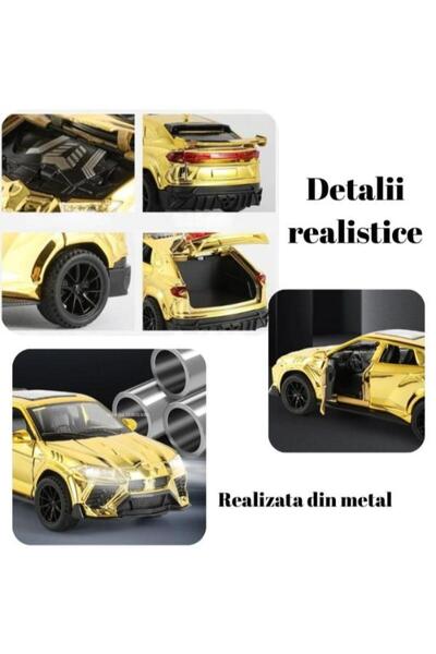 OEM Metal Car Lamborghini Urus Metallic, Moving Doors, Sounds, Lights, Gold, 16cm