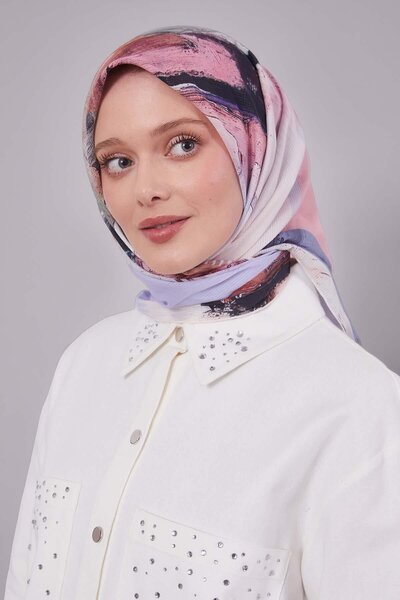 Levidor وشاح قطني بنمط مختلط أرجواني