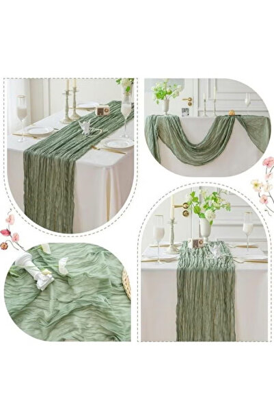 Generic Table runner, 90 x 400 cm gauze table runner, rustic style transparent table runner