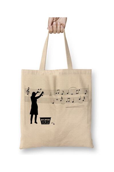 Toyaso Note muzicale Partituri de muzică Geantă amuzantă din pânză albă Geant...