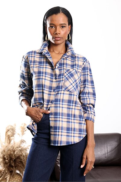 5in1Canpolat Mink Plaid Patterned Shirt 8513