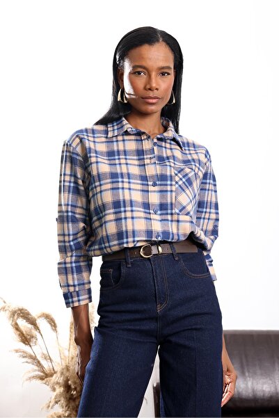 5in1Canpolat Mink Plaid Patterned Shirt 8513