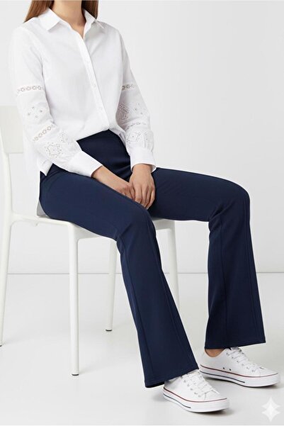 TRENDTESETTÜR KADIN LACİVERT İSPANYOL PAÇA PANTOLON T 6011