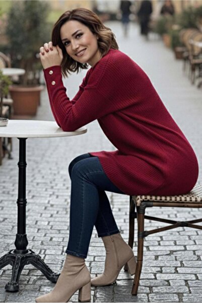 TRENDTESETTÜR KADIN BORDO TRİKO TUNİK T 4744