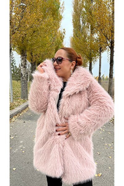 My Glowya Pembe Soft Kürk Mont