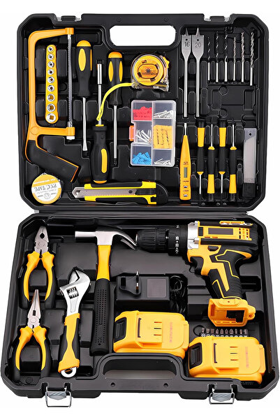 WAMIT مثقاب 48 فولت، 128 قطعة مثقاب لاسلكي مع مجموعة أدوات كهربائية، بطاريتان ليثيوم أيون وشاحن سريع