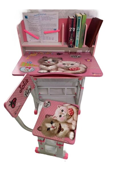 OEM Set birou și scaun reglabile pentru copii – Temă Pisicuță