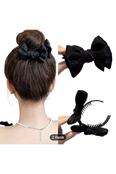 By Saadet Özkanlı مشبك شعر أسود مخملي على شكل فيونكة، مشبك على شكل فراشة، سهل...