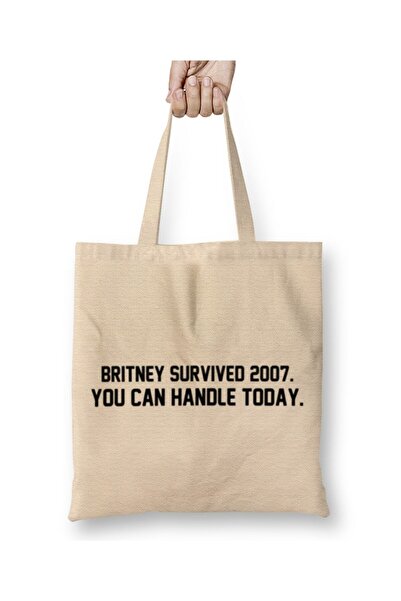 Toyaso حقيبة تسوق بيضاء من بريتني سيرفايد 2007 بمقبض طويل وحقيبة للشاطئ