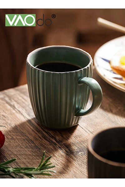 VAODO 2PCS Ceramic Coffee Mugs, 3D Petal Water Cups, Matte Glazed Dishwasher Safe, Teacups for Juice Milk