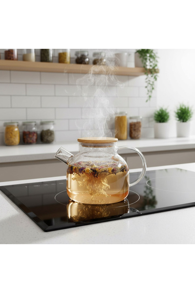 Queen’s Kitchen 1000 ml Flat Borosilicate Teapot