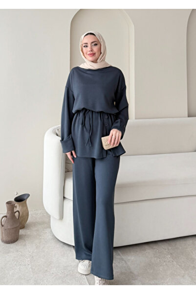 Molly Nelly Set de pantaloni și bluză cu nasturi pentru femei