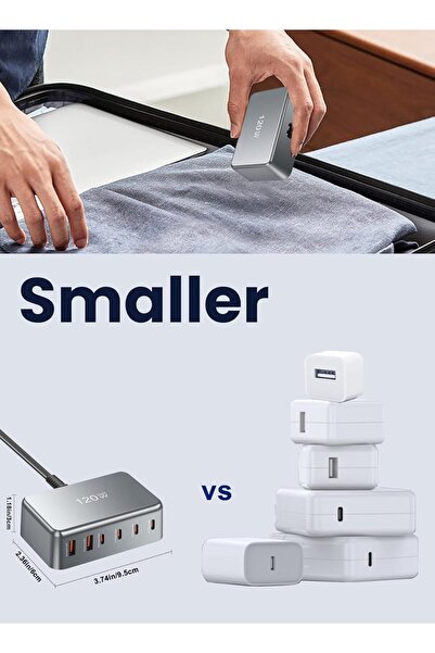 infino 120W USB-C Fast Charger Station - 6-Port GaN (4x USB-C 45W, 2x USB-A 5V2.4A)