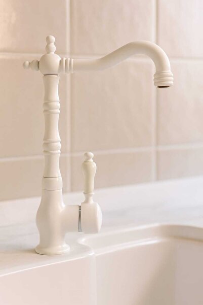 KCA ARMATÜR Rustic Design Swivel Spout Kitchen Sink Faucet – Ceramic Handle, ...