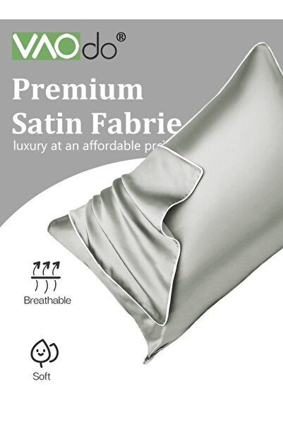 VAODO 5PCS Pillowcase for Hair and Skin Vegan Silk Pillowcase Set 2 Satin Pillowcases 1 Hair Tie 1 Eye Mas