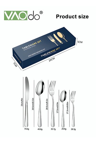 VAODO 20PCS Stainless Steel Cutlery Set Butterfly Silverware Set Service for 4 Stainless Steel Flatware Se
