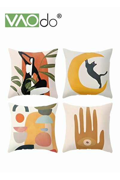 VAODO أغطية وسائد مكونة من 4 قطع، ناعمة وبسيطة، صديقة للبشرة، ناعمة وجيدة الت...