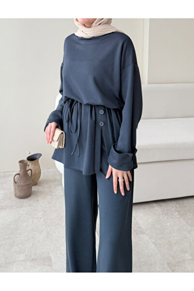 Molly Nelly Set de pantaloni și bluză cu nasturi pentru femei