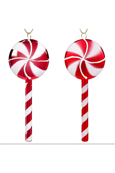 takı tutkum New Year White Red Stick Candy Figure Christmas Tree Ornament 12cm