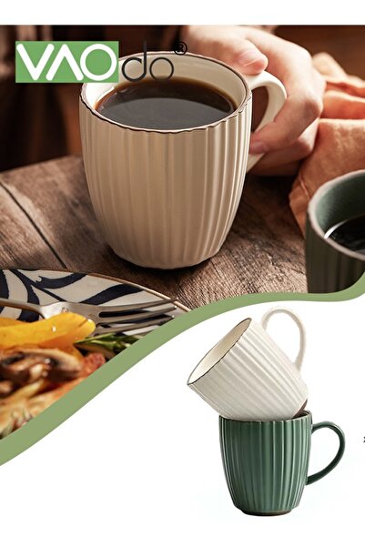 VAODO 2PCS Ceramic Coffee Mugs, 3D Petal Water Cups, Matte Glazed Dishwasher Safe, Teacups for Juice Milk